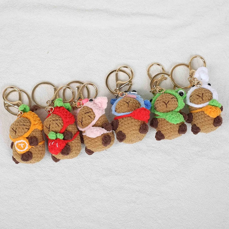 

Cute Capybara Series Crochet Keychains Knitted Mini Capybara Doll Keyrings Handmaking Crochet Cartoon Animal Keychain Wholesale