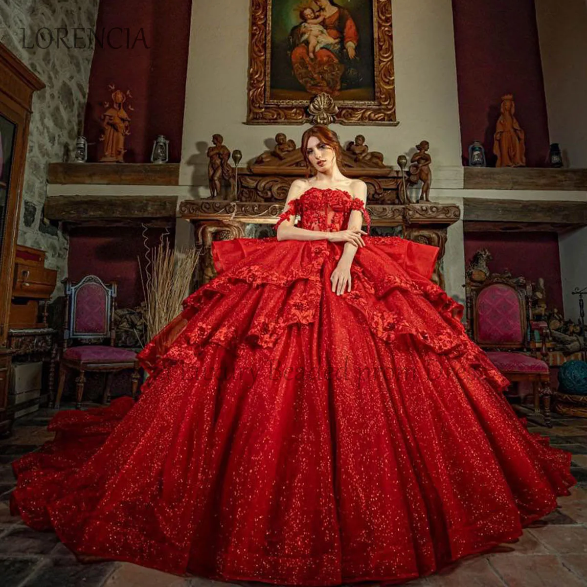 

Exquisite Mexico Red Quinceanera Dress Ball Gown Applique Sweet 16 15 Ball Gown Beading 2024 Princess Vestidos De XV 15 Anos