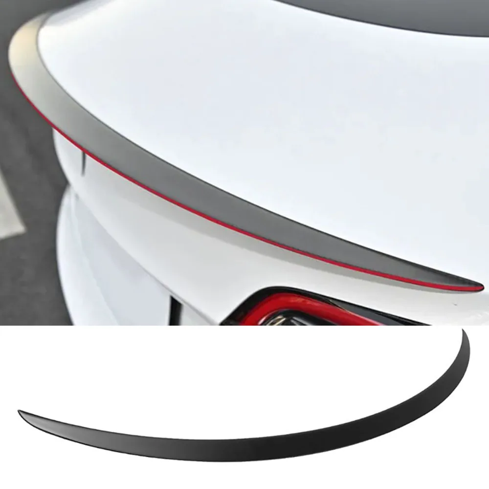 Gloss Black Rear Trunk Spoiler Wing Lip For Tesla Model 3 Y 2023 Trunk Spoiler Lip Carbon Fiber Wing Spoiler Car Styling Trim