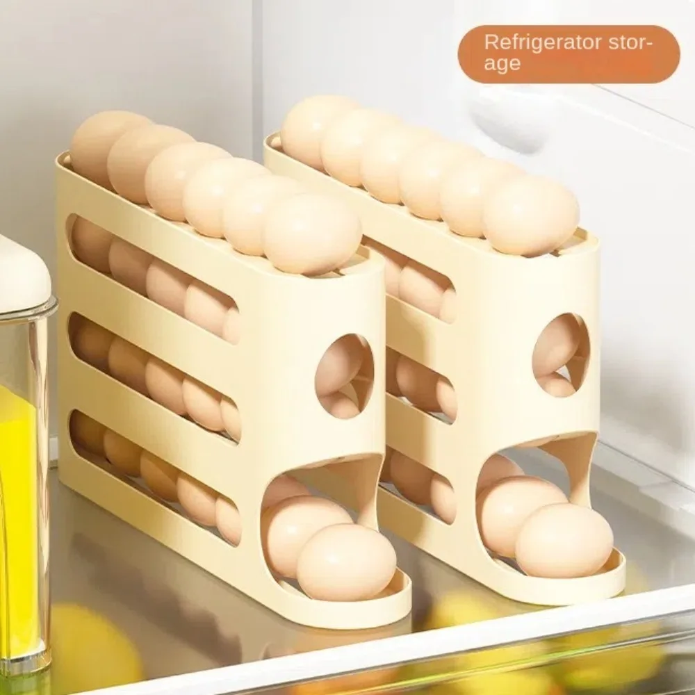 Transparent Egg Storage Box Refrigerator Side Door Large Capacity 4-layer Ladder Egg Box Space-saving Egg Holder Rack Kitchen