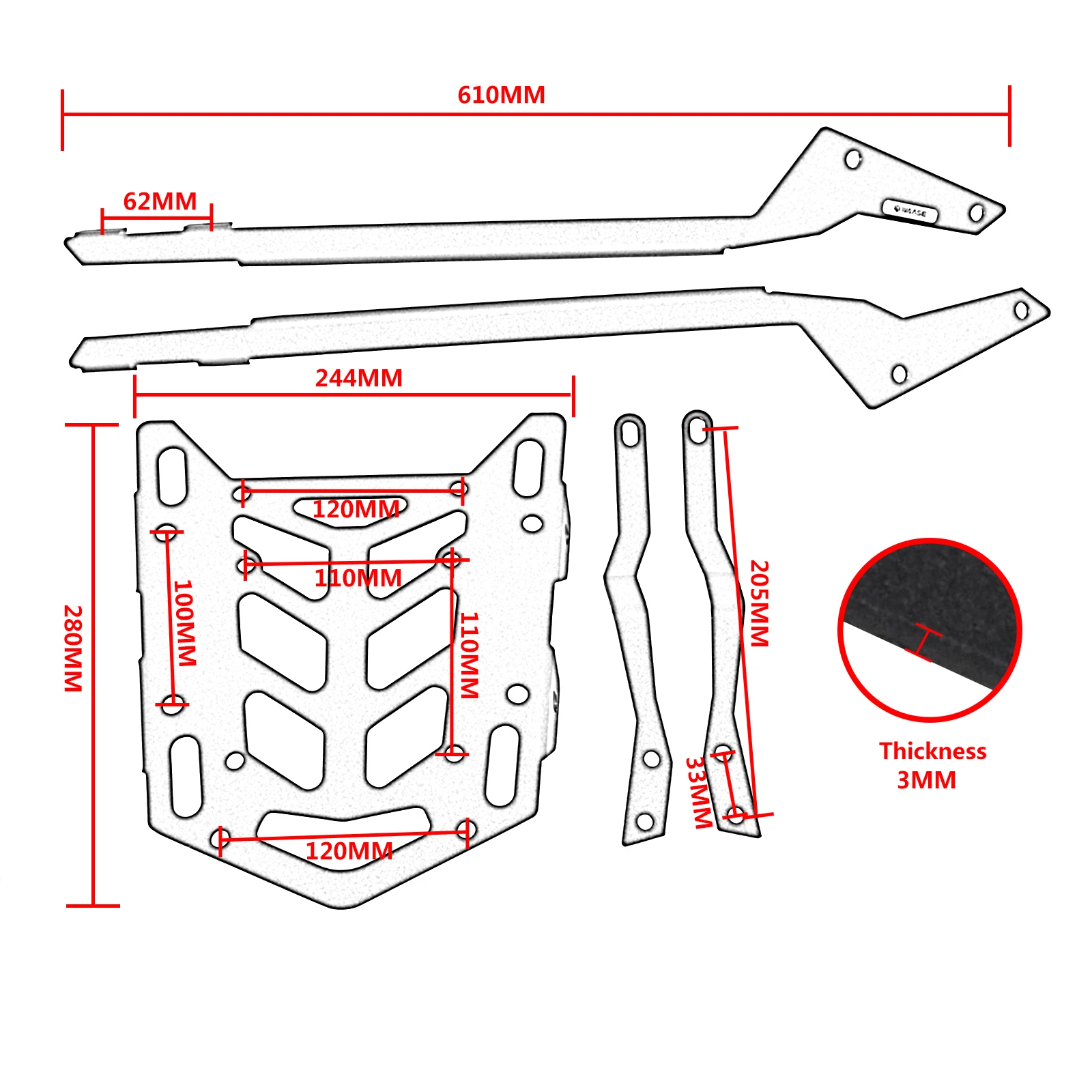 Motorbike MT125 Rear Luggage Rack Carrier Case Support Holder Bracket For Yamaha MT-125 2020 2021 2022 2023 2024