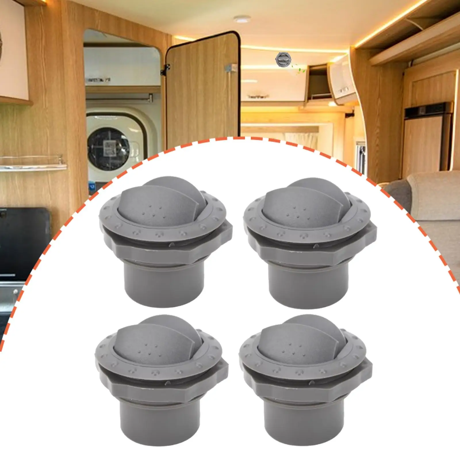 

Mount Round Louvered Dash Vent Gray Air Conditioning Deflector Universal Fit for RV Car Yacht Bus Dashboard