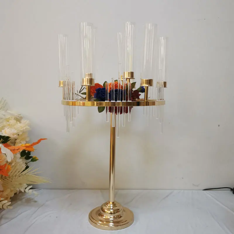 

9 Heads Metal Candlestick Candelabra Candle Holders Stands Wedding Table Centerpieces Flower Vases Road Lead Party Decoration