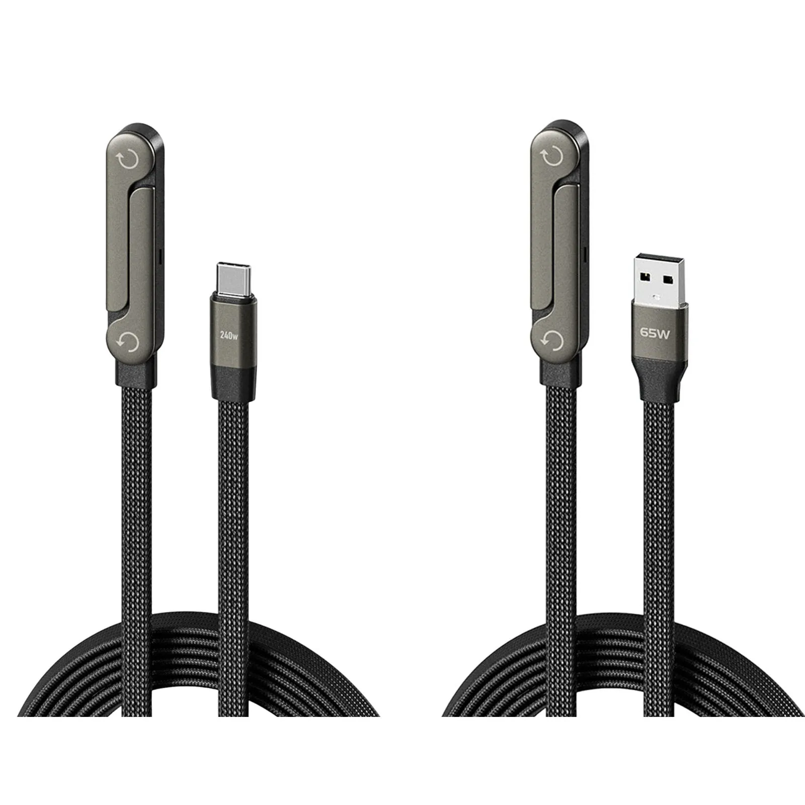 240W/65W 2-in-1 Data Wire with Braided Cable Invisible Holder Charger Cable Fast Charging Cord for iPhone 17 Smartphones Tablets