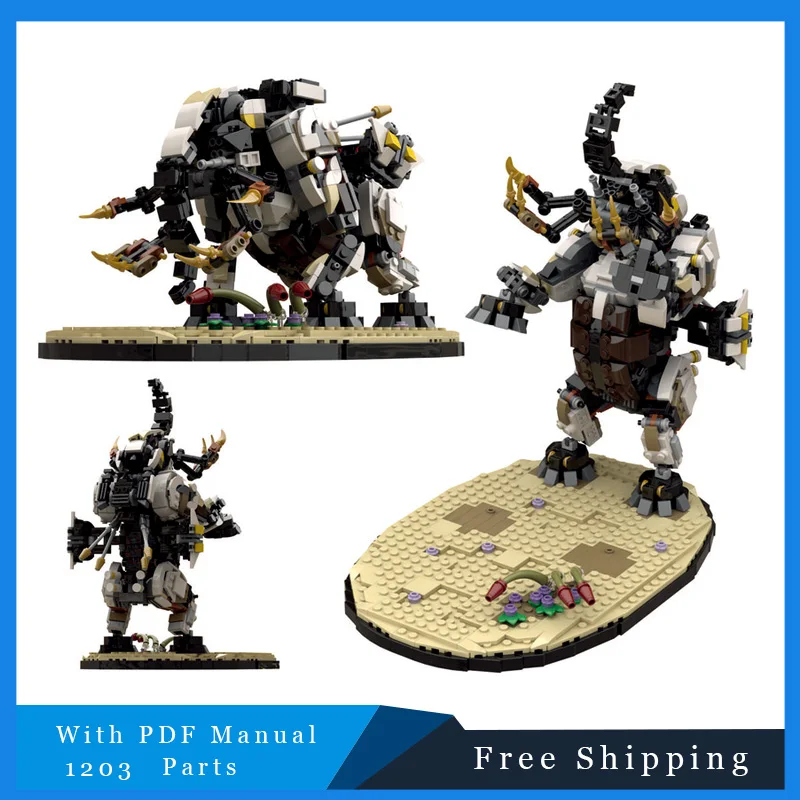 

Custom 1203 Parts Icons MOC-Horizon Forbidden West Tremor tusk With Stand Building Blocks Sets Gift For Kids Birthday Christmas