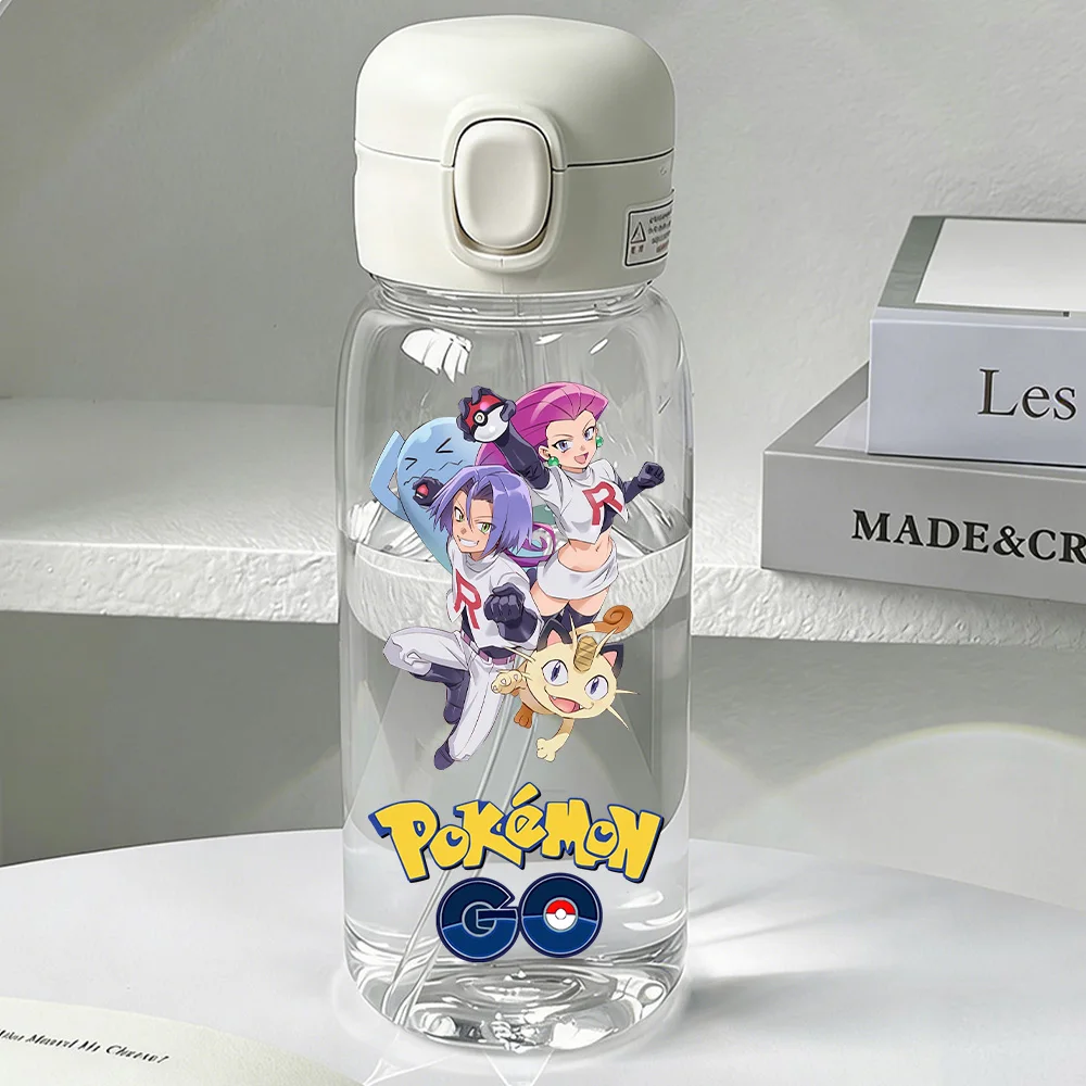 

Pocket Monster Anime Transparent Plastic Straw 600ml Water Bottle Outdoor Portable Sports Leak Resistant Drinking Water Cup
