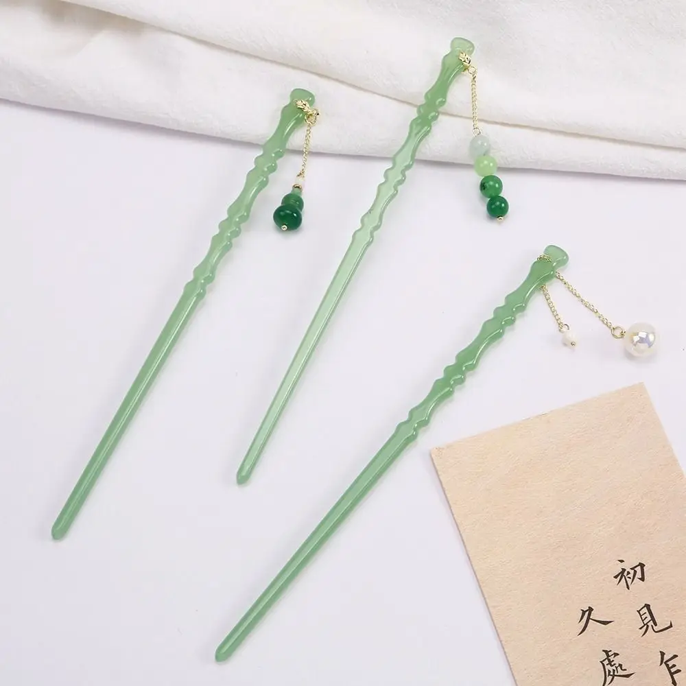 Jade Cheongsam Headdress Acetic Acid Agate Ancient Style Hairpin Chinese Style Headwear Hanfu Hair Sticks Ancient Headwear