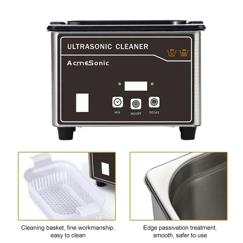 0.8L Ultrasonic Cleaner Portable Household Cleaning Machine for Watches Contact Lens Glasses Denture Teeth Electric Makeup Razor