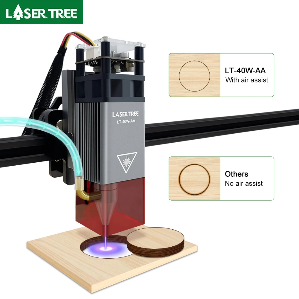 LASER TREE Testa laser a fuoco fisso da 5 W con ugello Air Assist Fascio modulo compresso per macchina da taglio per incisore CNC Strumenti fai da te