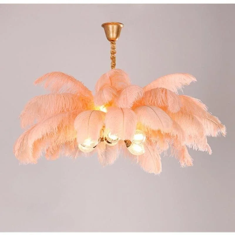 Nordic Creative Feather Chandelier Living Room Bedroom Hotel LED Pendant  Lamp Romantic Princess  Decor Lighting Fixtures