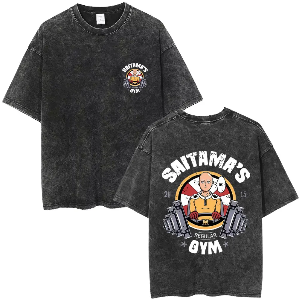 غسلها خمر أنيمي واحد لكمة رجل Genos الجرافيك تي شيرت الرجال النساء الكرتون مانغا ريترو قصيرة الأكمام تي شيرت المتضخم الشارع الشهير #4