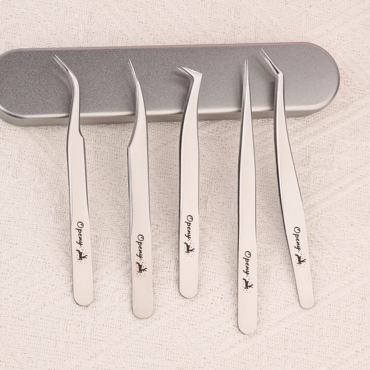 Pinzette portatili in acciaio inossidabile, strumenti di bellezza per principianti Pinzette per ciglia finte, pinzette isolanti con scatole