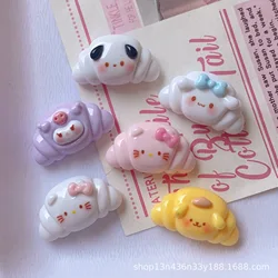 10PCS Kawai cartoon bright surface Croissant Resin Flat Back Scrapbook DIY Bow Decor Accessories Crafts A4