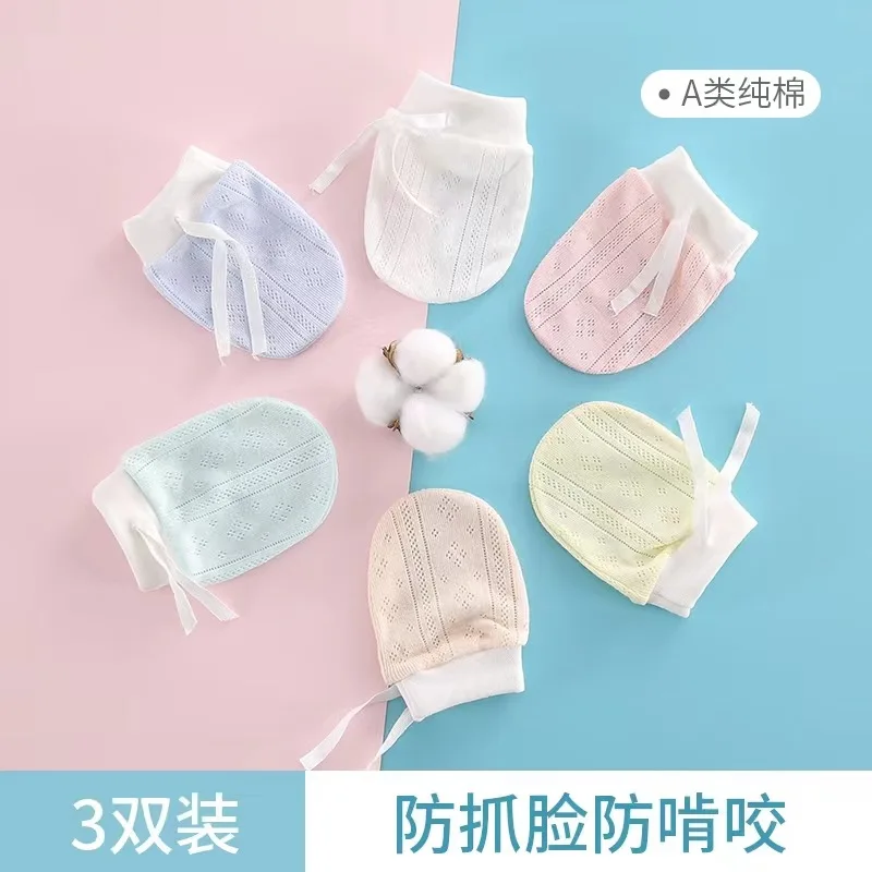 

Baby Cotton Gloves Anti-scratch Face 0-12 Months Breathable Thin Kids Accessories Can Bite Anti-eating Device