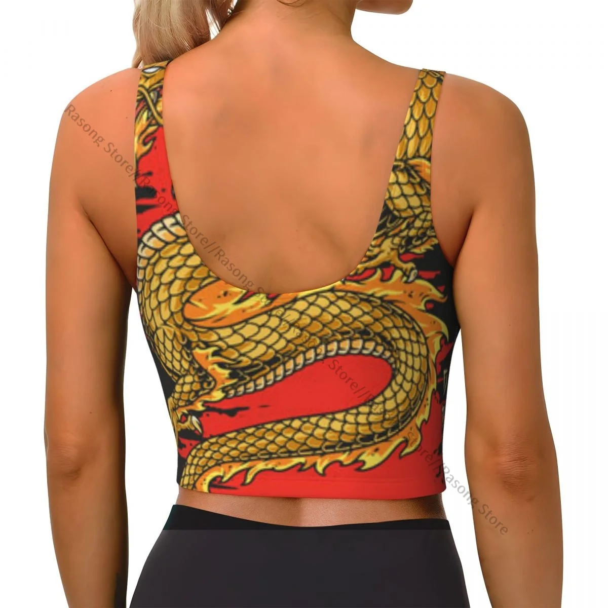 Women Sexy Sports Vest Fantastic Asian Dragon Female Streetwear Sport Lingerie Tee Crop Top