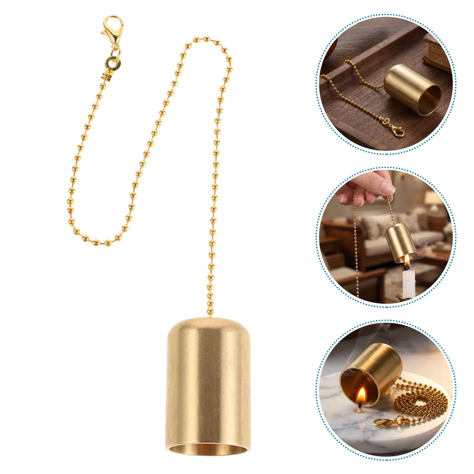 Brass Candle Snuffer Bell Shaped Wick Extinguisher Vintage Gold Metal Tool Home Decor