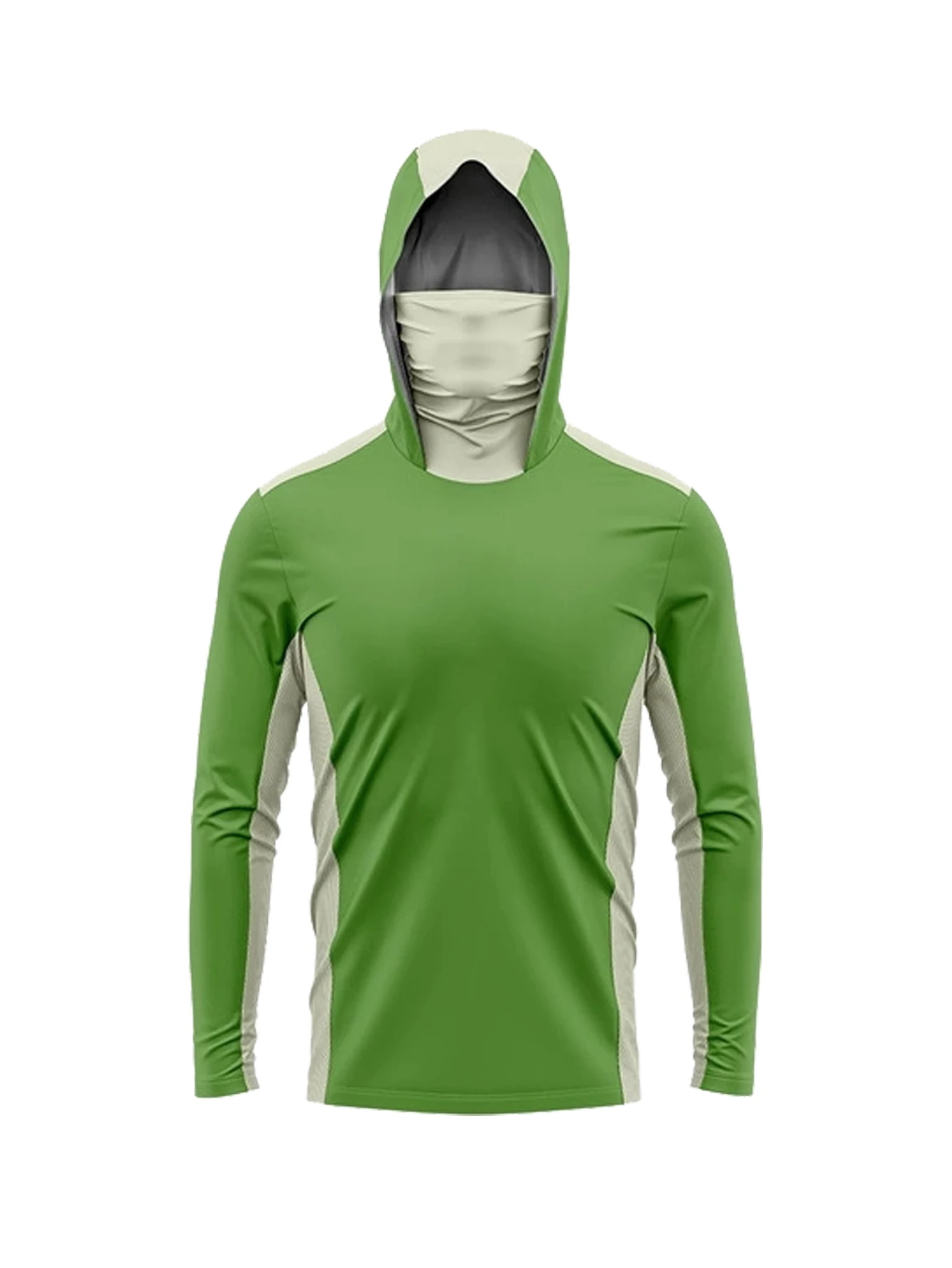 UPF50+ Sun-Protective Men Fishing Hoodie Dark Ocean Camouflage Print Face Gaiter Quick Dry Lightweight Fishing Tee view 3