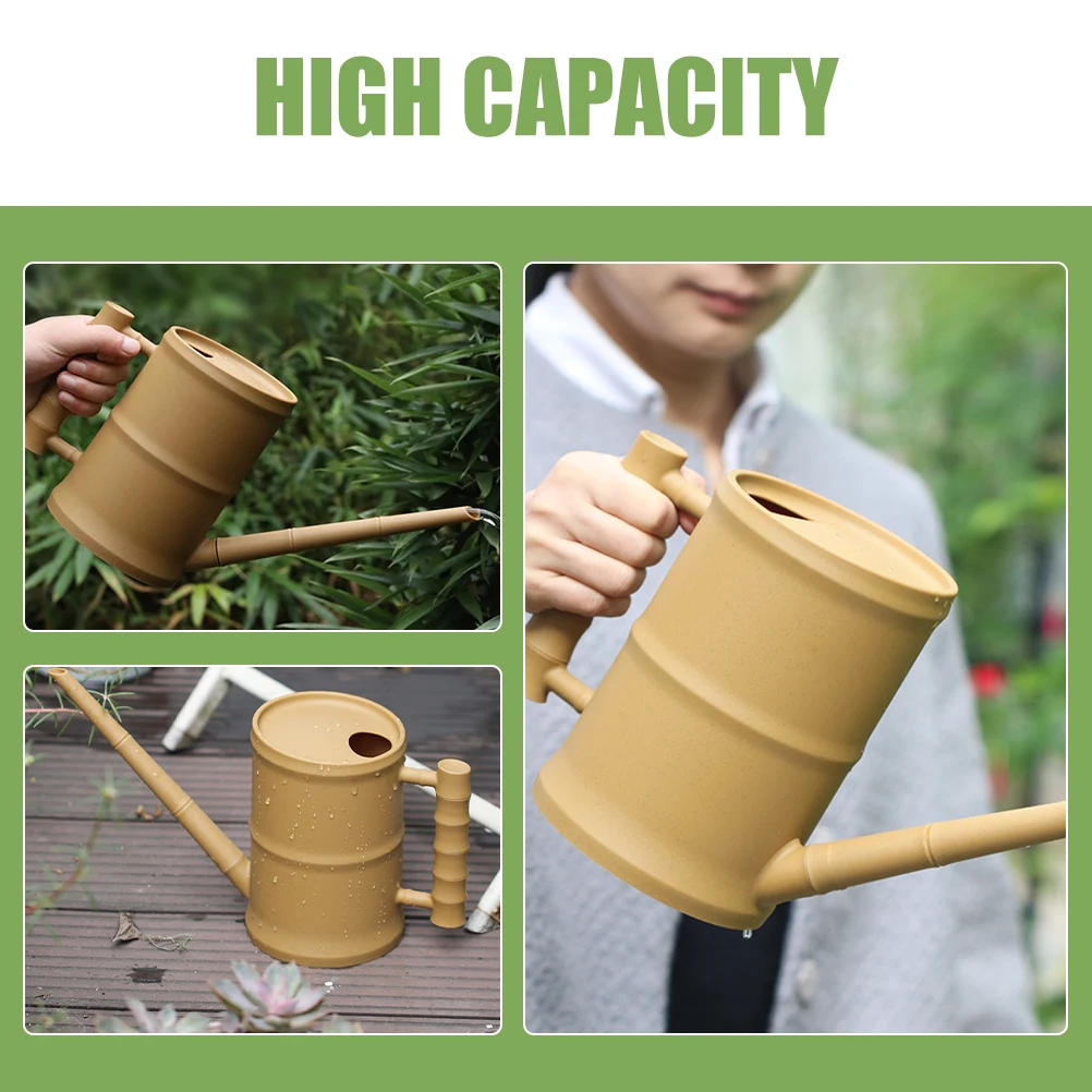 

1.6L Long Spout Watering Pot Bamboo Style Durable Material Large Capacity Ergonomic H Gardening Plants Flowers