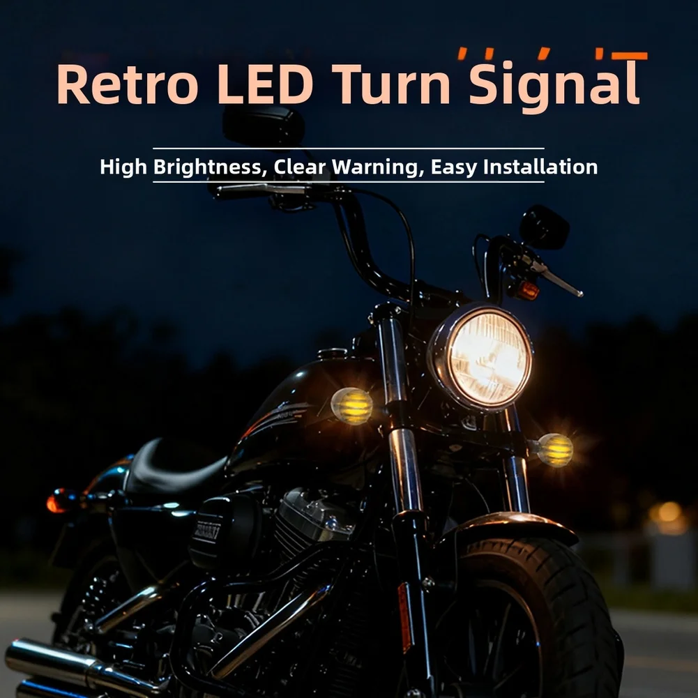 

Янтарные светодиодные указатели поворота для мотоцикла, 2 шт., с ретро-грилем и материалами ABS для мотоциклов Kawasaki Cafe