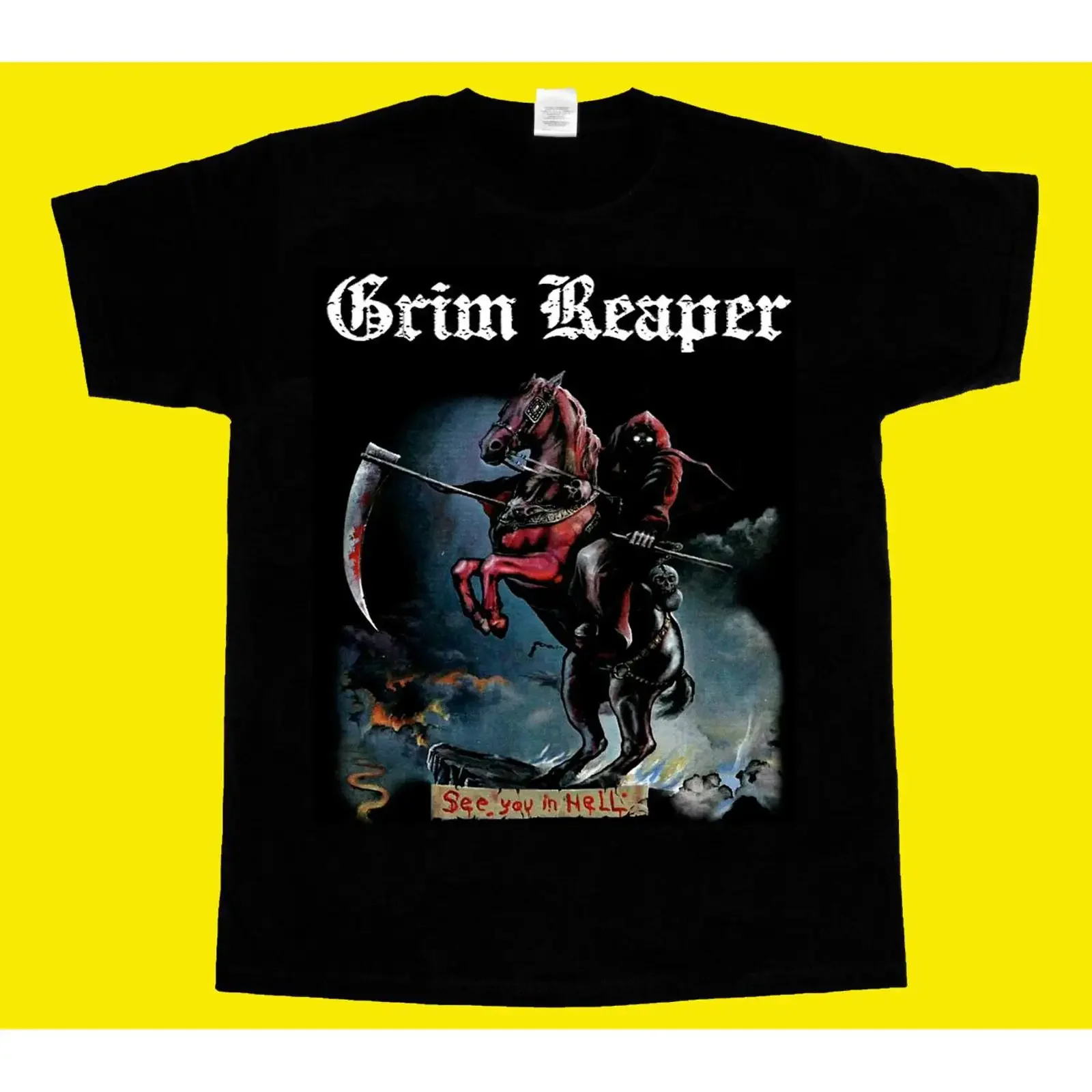 Grim Reaper amp 39 See You In Hell 1983 Rock T Shirt vintage Washed Soft Casual graphic Versatile Top For Everyday Wear