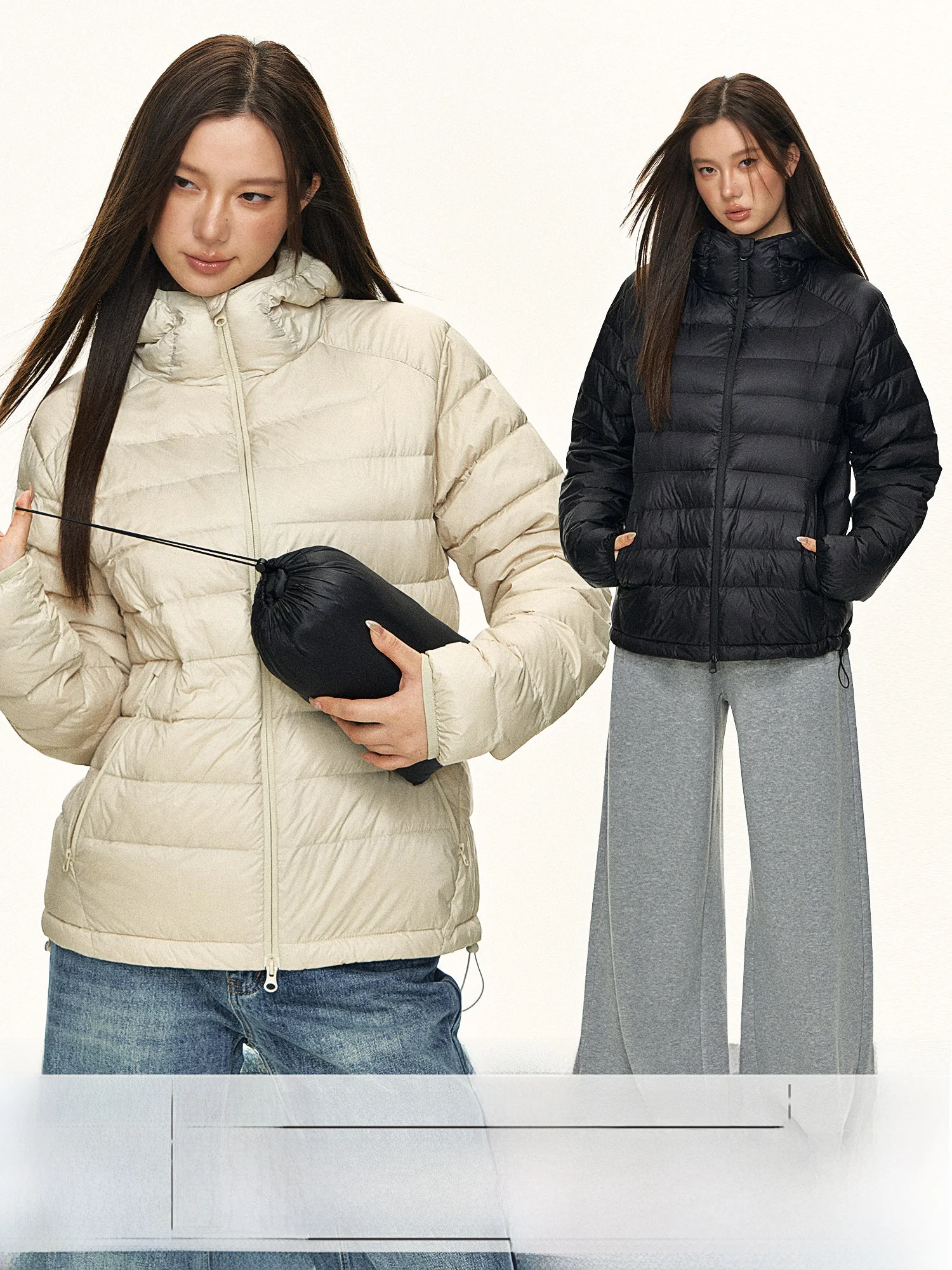 

Bla Women's Hooded down Jaet Lightweight Warm 2025 Winter New Sle White Du Feather 0PASSION Korean Sle Commute Wind