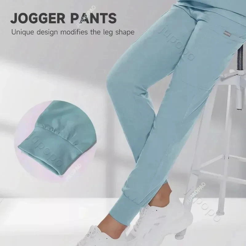 Multicolour Jogger Suits Doctor Nursing Uniforms Short Sleeve V-neck Tops Pocket Pants Nurse Scrubs Set Medical Clinical Clothes