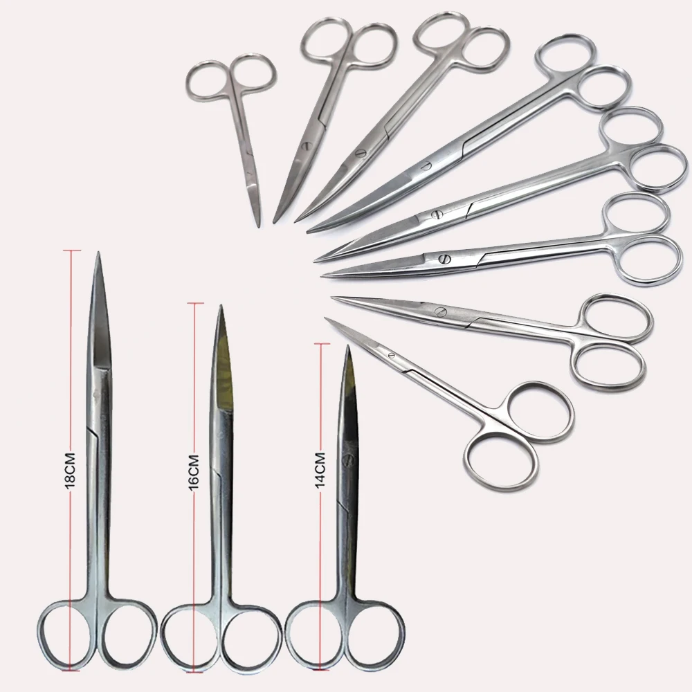1pc tesoura dental 12.5 a 18cm pontas curvas retas com fórceps conjunto de instrumentos cirúrgicos de aço inoxidável para uso clínico
