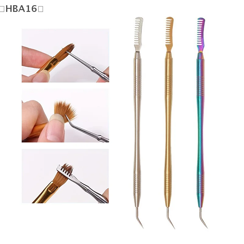 1Pcs Nail Pen Cleaning Comb Stainless Steel Eyelash Picking Stick With Comb Curling Eyelash Assistant Assisted Grafting Combing