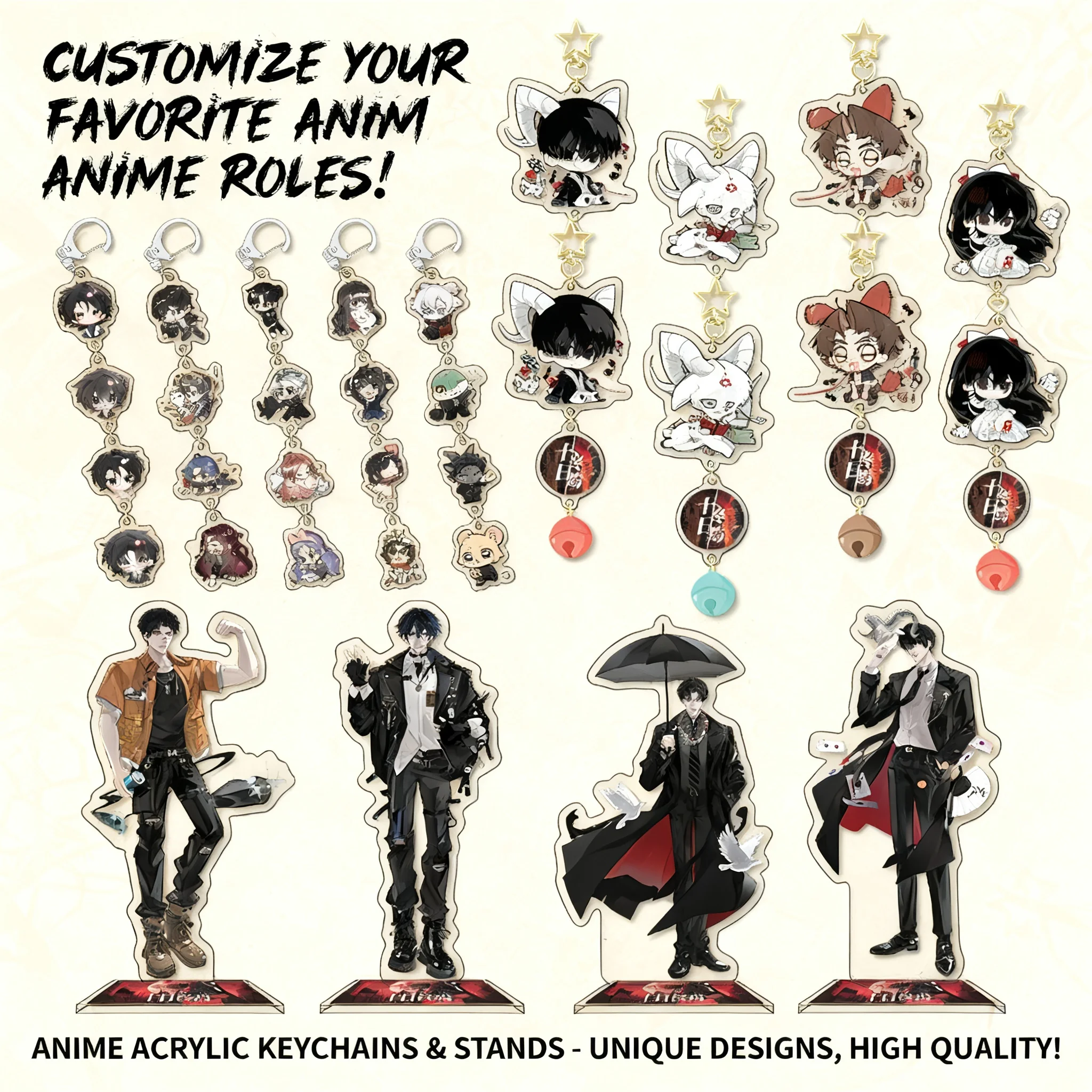 

Ten Days End Series Acrylic Anime Keychain Pendant with Layered Stand and Bell Charm for Fans Collectibles