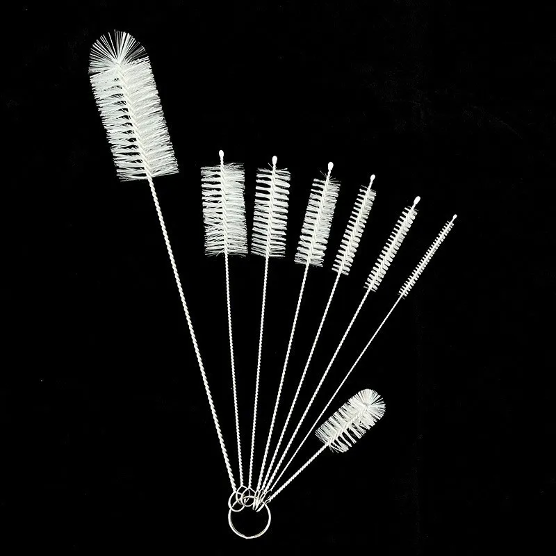 Eight-piece Stainless Steel Straw Brush Test Tube Brush Nylon Cleaning Brush Set Gap Brush Multi-specification Cross-border D...