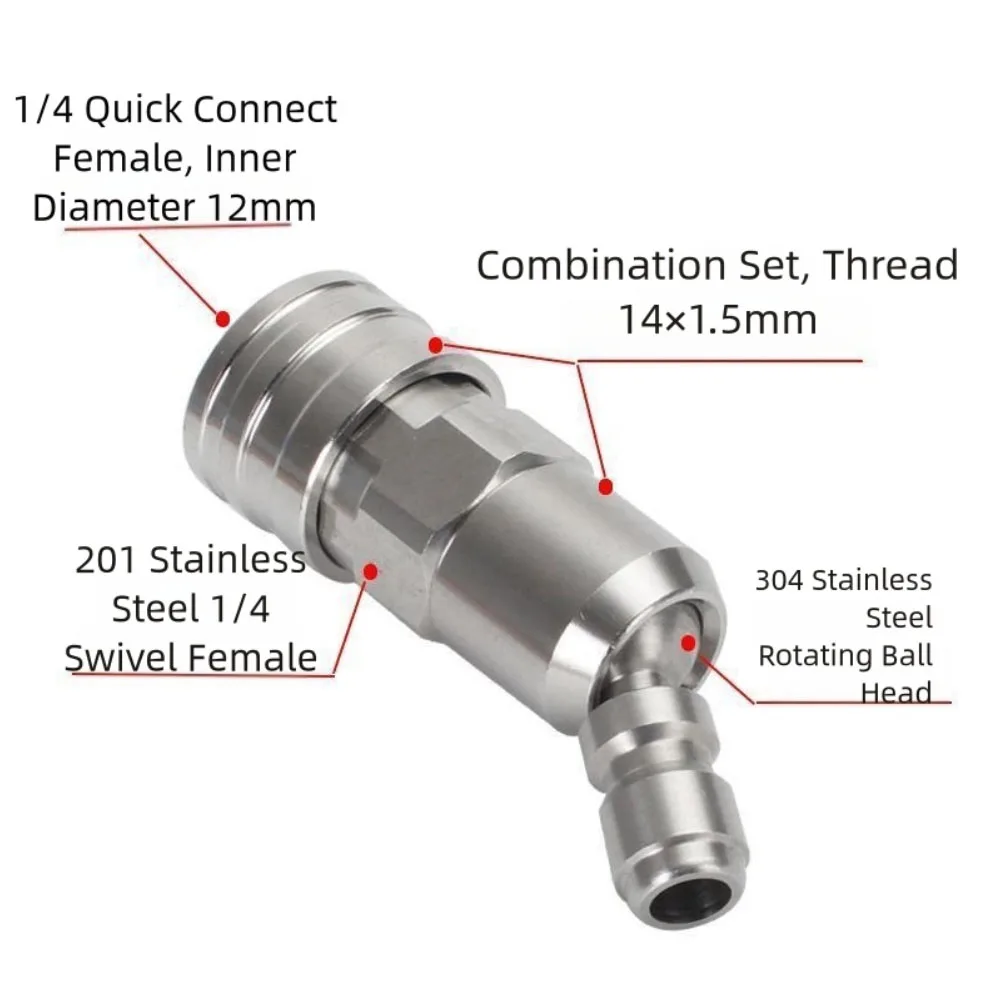 Stainless Steel 14 Quick Coupling with 360 Degree Rotation for Use with Various High Pressure Cleaning Systems
