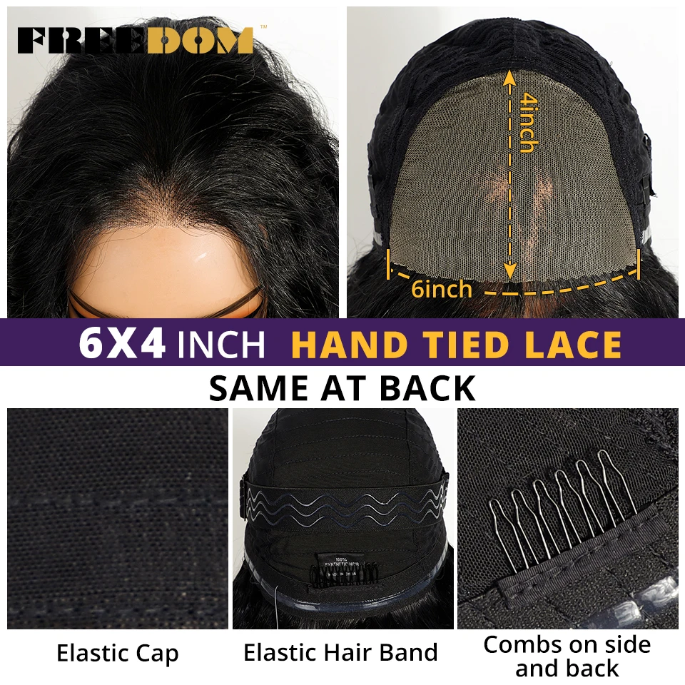 VRIJHEID Krullend Synthetische Lace Front Pruiken Voor Zwarte Vrouwen T Deel & 6x4 Pre Geplukt Wear and Go lijmloze Pruik Gember Cosplay Pruiken