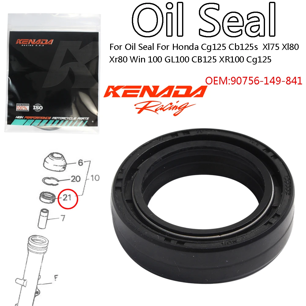 KENADA Racing 90756-149-841 For Honda Cg125 Cb125s Xl75 Xl80 Xr80 Win 100 GL100 CB125 XR100 Cg125 Titan125 Fan125 Ml125 Oil Seal