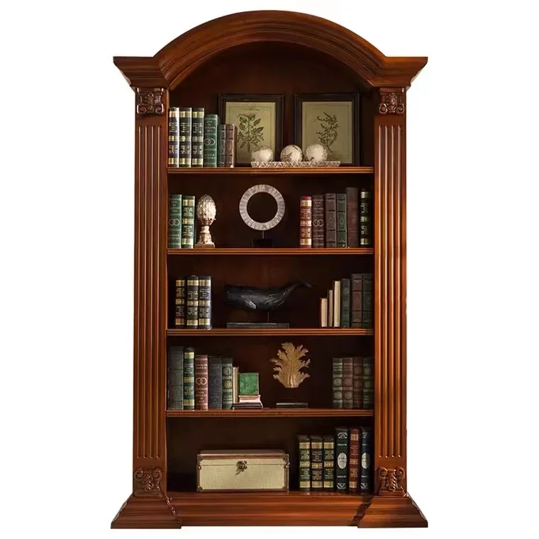 

American Country Solid Wood Bookcase French Exhibition Hall Showcase Retro Dome Locker