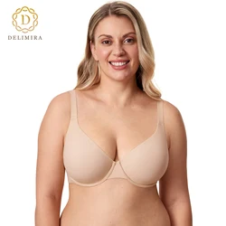 DELTMIRA Damski biustonosz Inbarely Plus Plunge z pełnym pokryciem Plus Size, bez podszewki, z fiszbinami