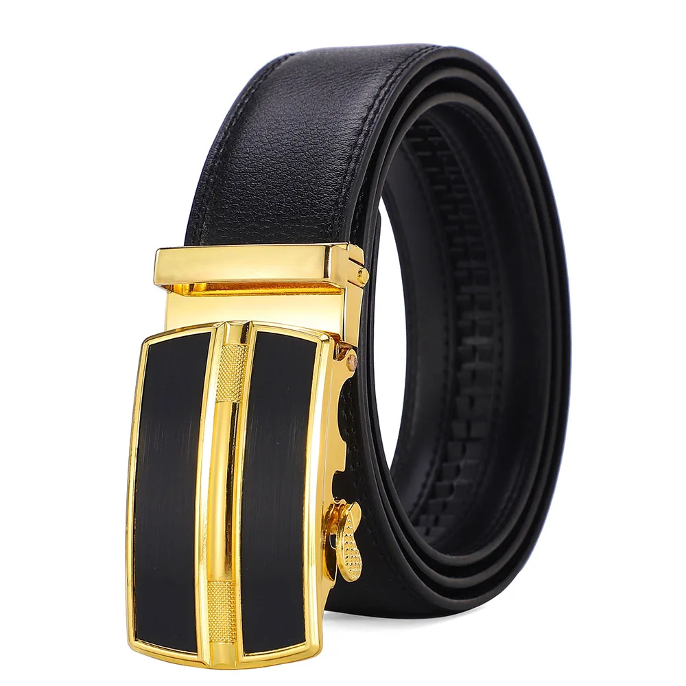 2024 New Men\'s Cowhide Automatic Buckle Leather Belt Genuine Leather Belt Fashion Belt Double Sided Genuine Leather Belt Brother