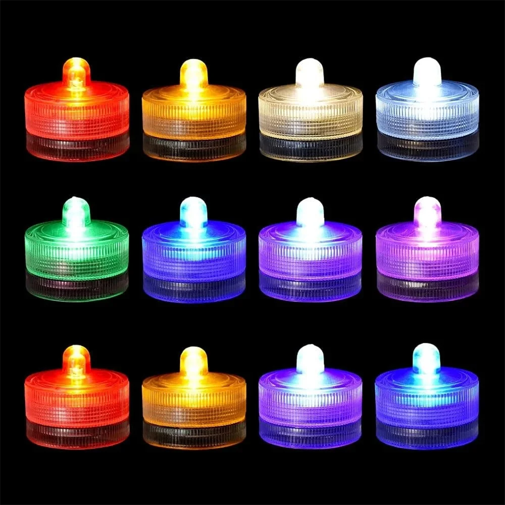 

12 PCS IP68 Waterproof Mini Led Underwater Lamp 3CM Submersible Flameless Tea Candle Light Vase Decoration for Party,Wedding