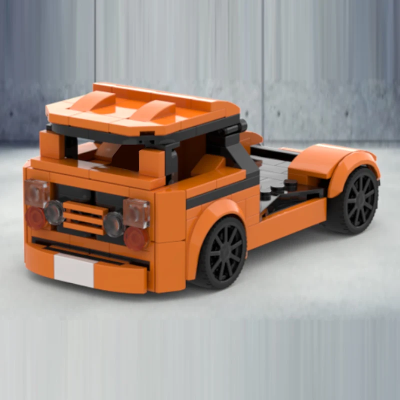 سرعة سباق السيارات نموذج MOC قوالب بناء شاحنة نقل برتقالية وحدات التكنولوجيا الأطفال هدايا العيد تجميع اللعب البدلة #2