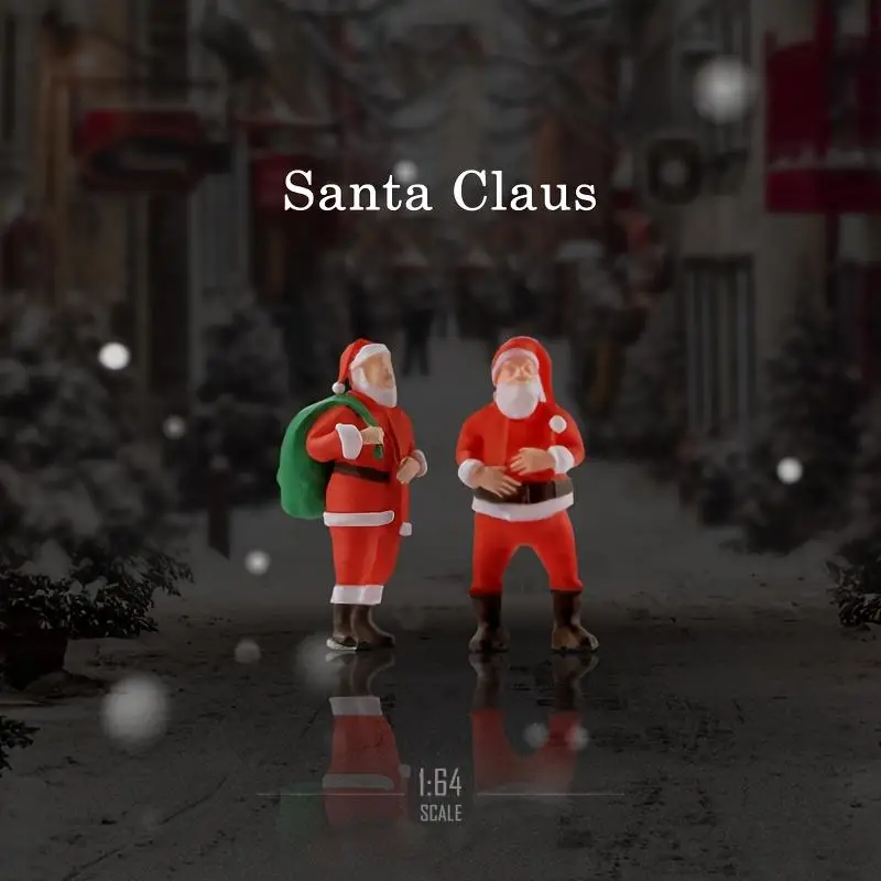 Muñeco de Papá Noel de alce de Navidad en miniatura, escala 1/64, modelo Mini DIY, paisajismo, accesorios de fotografía a pequeña escala, decoración de exhibición