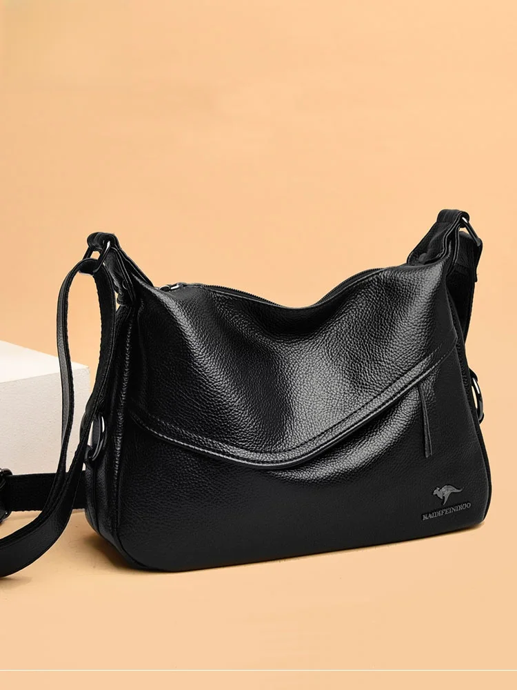 

Fashionable Soft Leather Large Capacity Crossbody Bag Women's Shoulder Bag Casual Style Moon Shape Bag for Middle-Aged Women