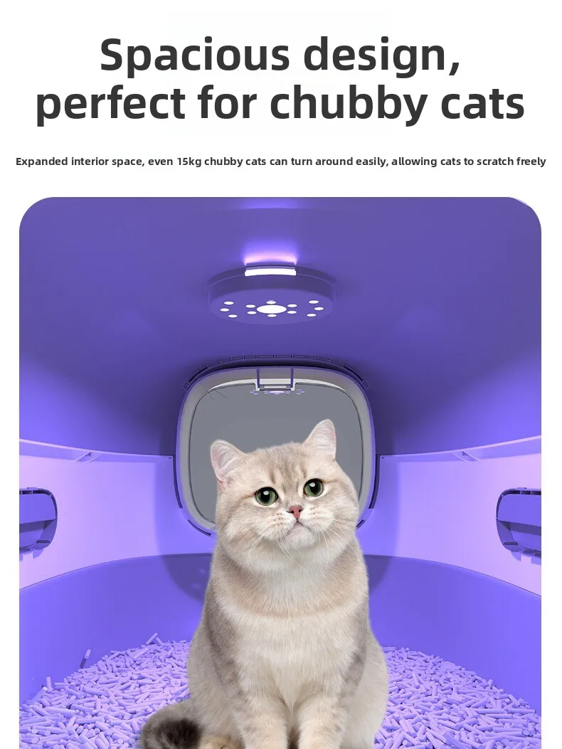 صندوق نفايات كبير الحجم من Lanswood، مرحاض ماين كون، غلاف كامل للتحكم في الرائحة، حمام مرحاض للحيوانات الأليفة #4