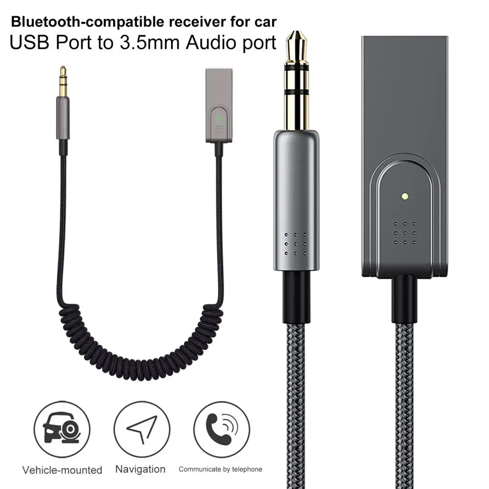 

Adapter with 3.5mm Audio Output Hands-free Calling Voice Navigation Support High-fidelity Wireless Car for Handsfree for Car