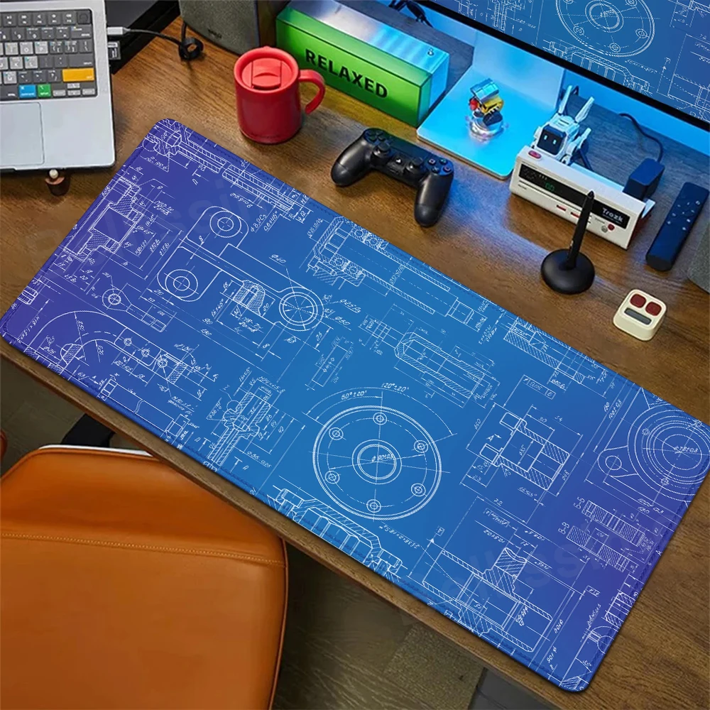 

Larger Mousepad Line Design Style Mousemat Gaming Keyboard E-sports Desk Mat Computer Accessories Mechanical Drawing Mause Pad
