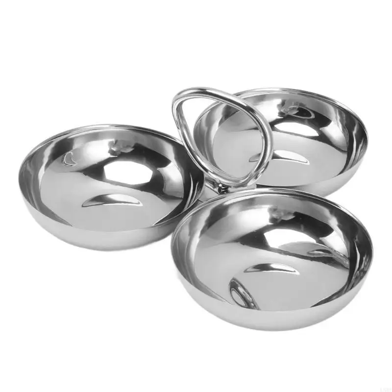 

Snacks Tray with Dividers Practical and Easy to Maintain Fruit Plate Stainless Steel Dessert Container for Office L5BE