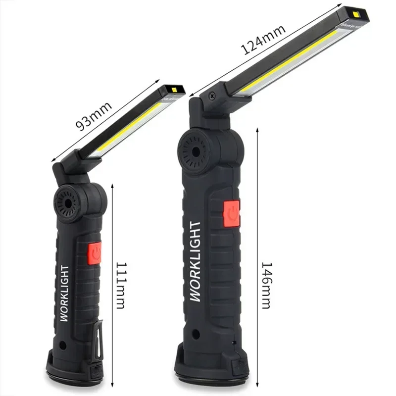 USB Rechargeable Camping Flashlight with Magnet Work Light Built-in Battery 5 Lighting Modes Suitable for Night Work Torch