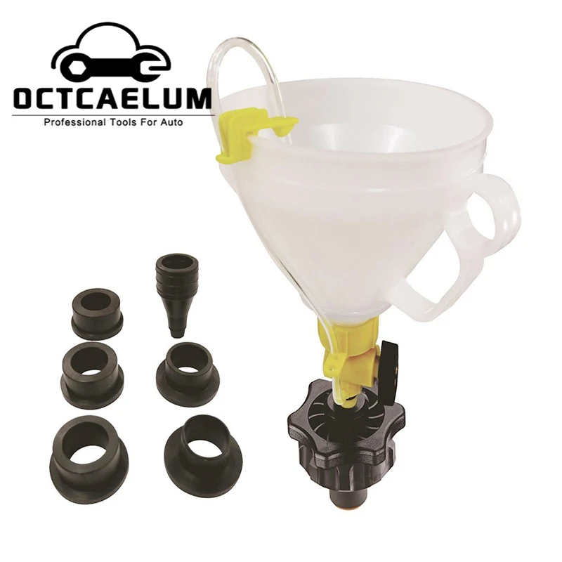 Car Engine Coolant Refilling Funnel Auto Cooling System Filling Garage Tools With 3/5 Adapters For Ford Mazda ST0194