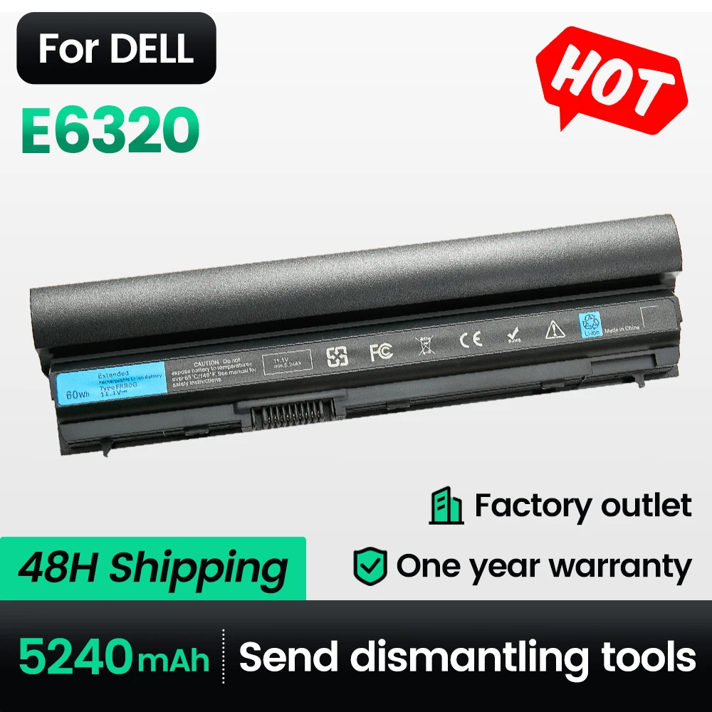

Keyuan FRR0G E6320 5240mAh 6Cells E6320 E6330 Laptop Battery For DELL E6220/E6230 Latitude E6120,E6430S,KJ321