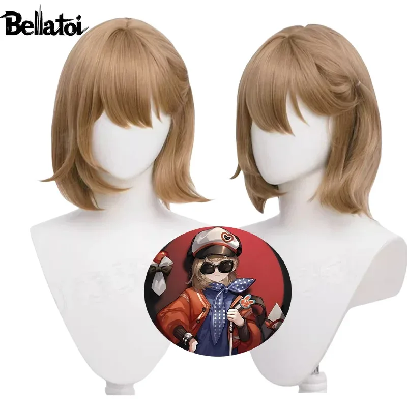 ゲームリバースレグルスコスプレウィッグ 38 センチメートル混合色ショートヘア耐熱合成ハロウィンカーニバルパーティー頭皮かつら