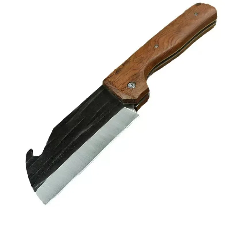 Folding kitchen knife, hand-forged fruit knife by the old master, camping, cutting meat and vegetables, portable knife is conven