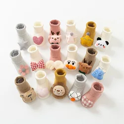 Cartoon Baby Soft Cotton Socks Anti Slip Newborn Toddler Warm Socks For Boys Girls Kids Thicken Socken Doll Stuff Animals